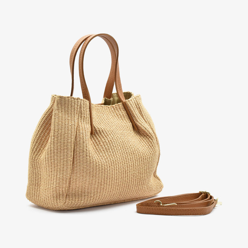 Pape bag in raffia straw - camel