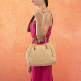 Pape bag in raffia straw - camel