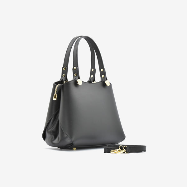 Borsa Scudo in pelle - nero