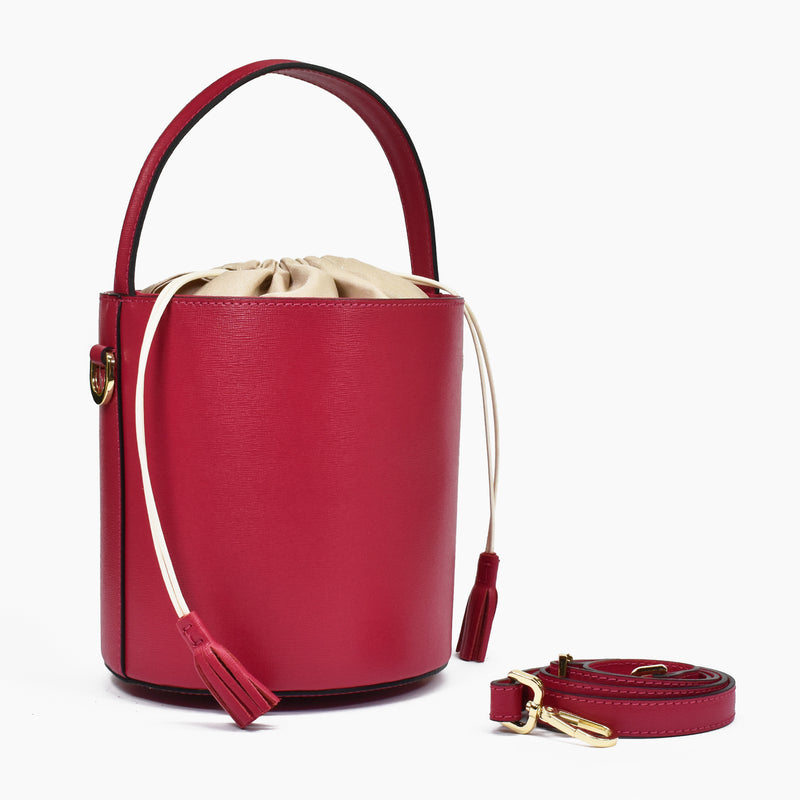 Große Beuteltasche aus Leder - lila