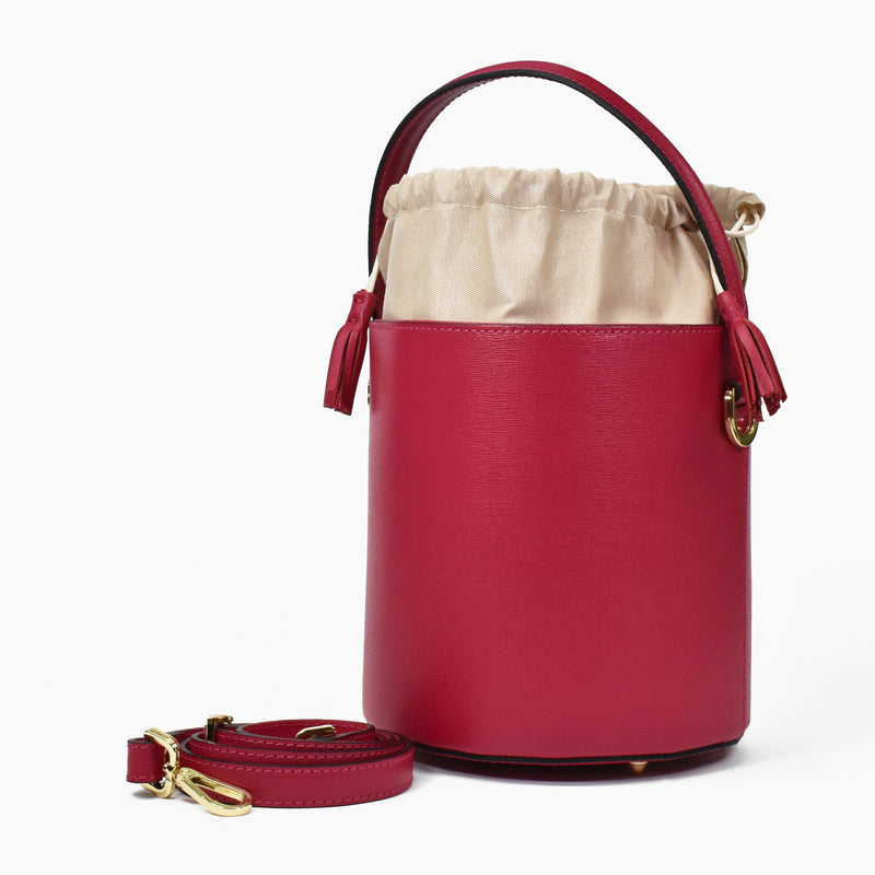 Große Beuteltasche aus Leder - lila