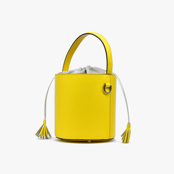 Large leather bucket - yellow