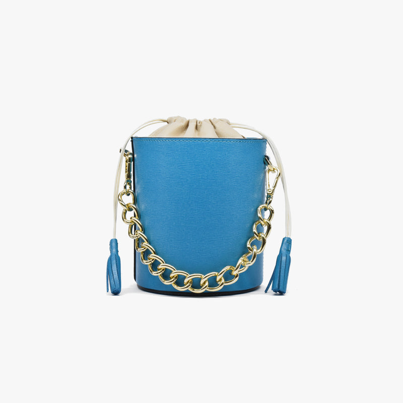 Kleine Beuteltasche aus Leder - Türkis