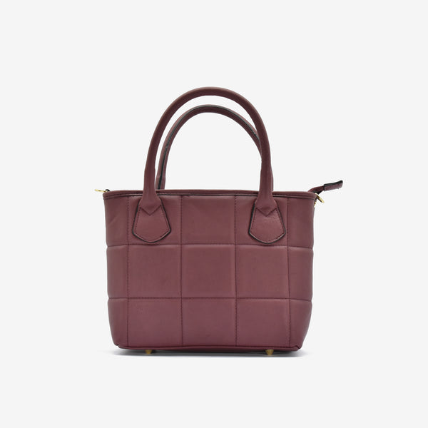 Square leather bag - plum
