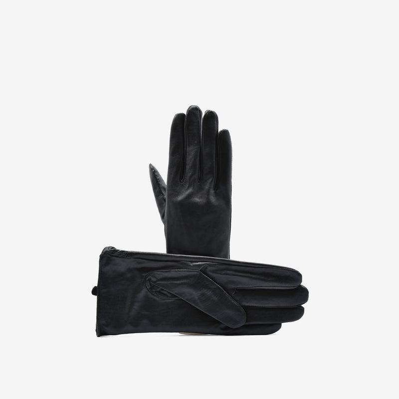 Leather and wool gloves - black