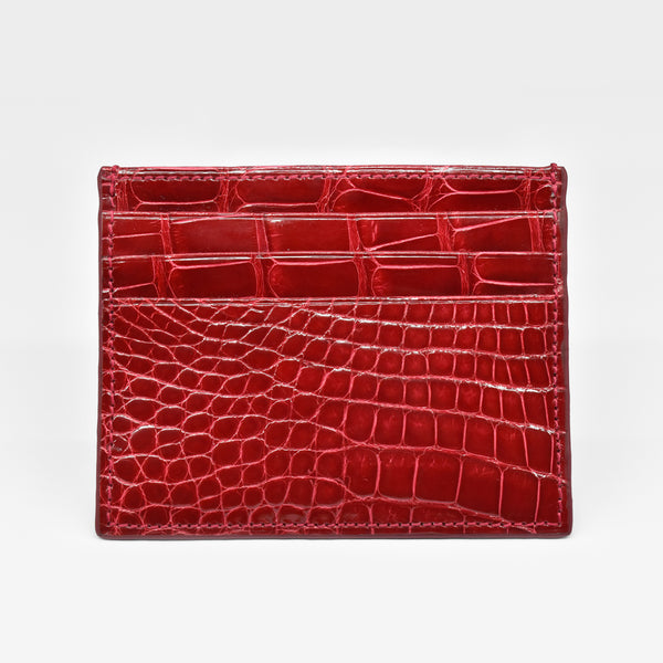 Red leather card holder