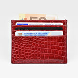 Red leather card holder