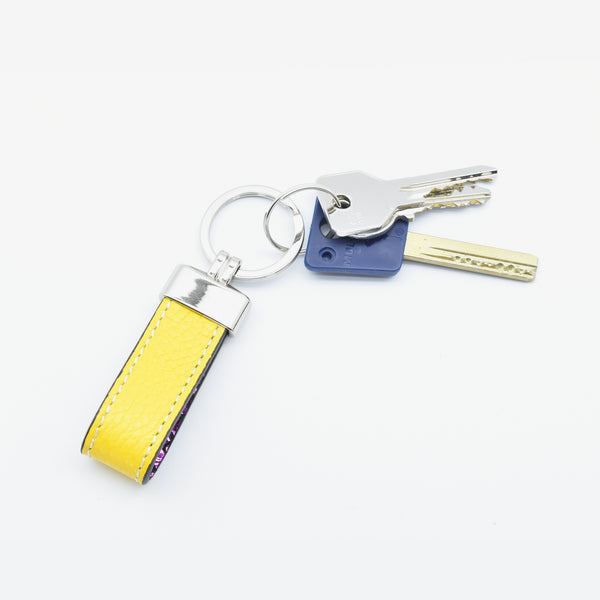 Leather keychain - yellow
