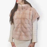 Gilet bomber in visone - rosa