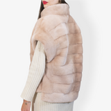 Gilet bomber in visone - rosa