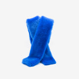 Sciarpa morbida da donna in pelliccia ecologica sintetica blu