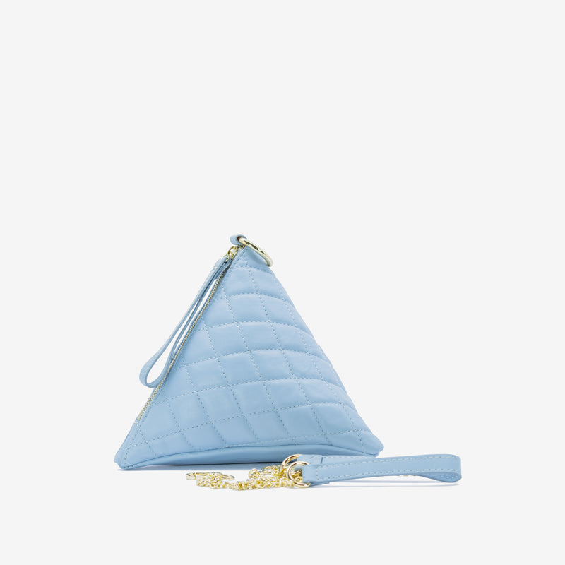 Pyramid Pochette aus Leder - hellblau