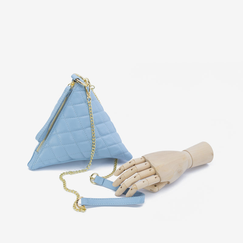 Pyramid Pochette aus Leder - hellblau