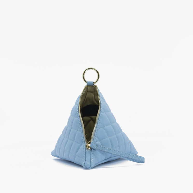 Pyramid Pochette aus Leder - hellblau