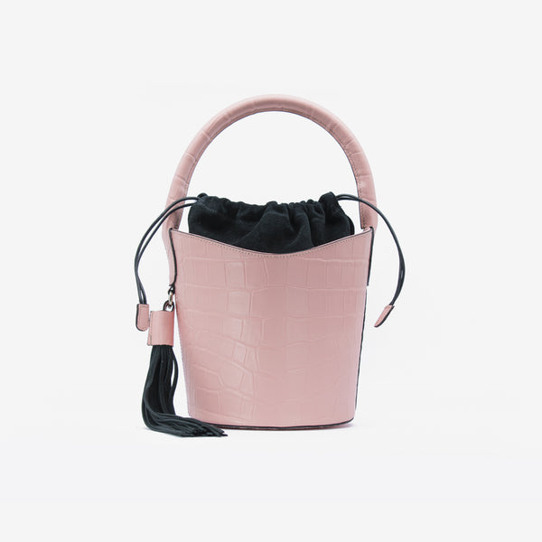 Vera leather bucket bag - pink