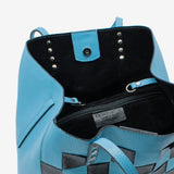 Leather weaving bag - light blue