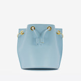 Leather drawstring bucket bag - light blue