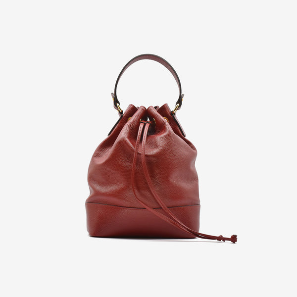 Leather drawstring backpack - burgundy