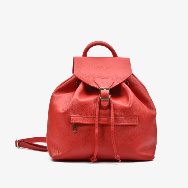 Leather drawstring backpack - red