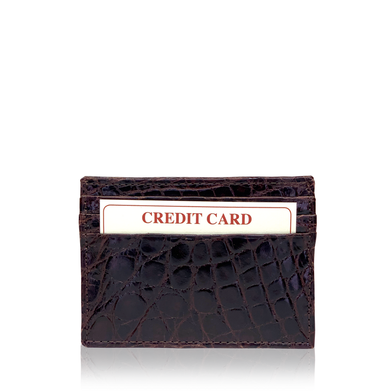 Dark brown leather card holder